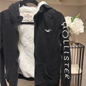Hollister Black Jacket / hooded zip sweater XS